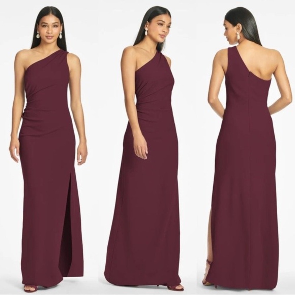 Sachin & Babi Cece Gown Size 2‎ Deep Wine One Shoulder Formal Evening Dress NWT